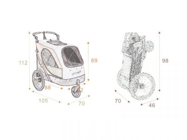 PETSTRO HUNDEBUGGY SKYLINE GRÖSSE L BIS 45 KG - PETROl